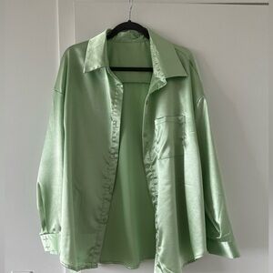Bright green button up